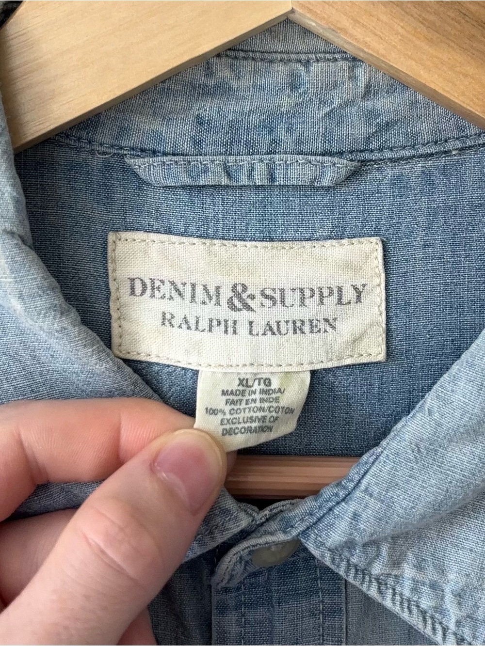 Ralph Lauren Denim & Supply Embroidered Western Chambray Shirt Men’s XL Denim - Picture 5 of 11